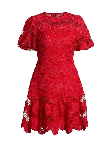 Milly Women's Yasmin Lace Minidress - Red | Thumbnail 1 Milly Women's Yasmin Lace Minidress - Red | Thumbnail 1