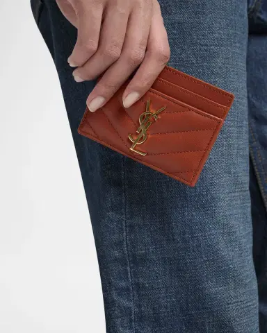 Saint Laurent Cassandre YSL Monogram Card Case in Quilted Smooth Leather | Thumbnail 2 Saint Laurent Cassandre YSL Monogram Card Case in Quilted Smooth Leather | Thumbnail 2