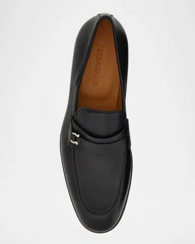 Ferragamo Men 's Desio Gancio Ornament Grained Leather Penny Loafers | Thumbnail 3 Ferragamo Men 's Desio Gancio Ornament Grained Leather Penny Loafers | Thumbnail 3