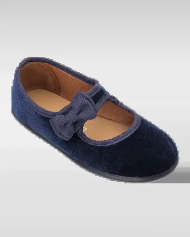 Elephantito Girl's Velvet Bow Mary Janes | Thumbnail 2 Elephantito Girl's Velvet Bow Mary Janes | Thumbnail 2