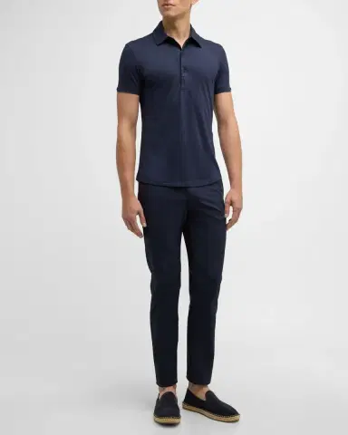 Orlebar Brown Men's Sebastian Cotton-Silk Polo Shirt | Thumbnail 2 Orlebar Brown Men's Sebastian Cotton-Silk Polo Shirt | Thumbnail 2