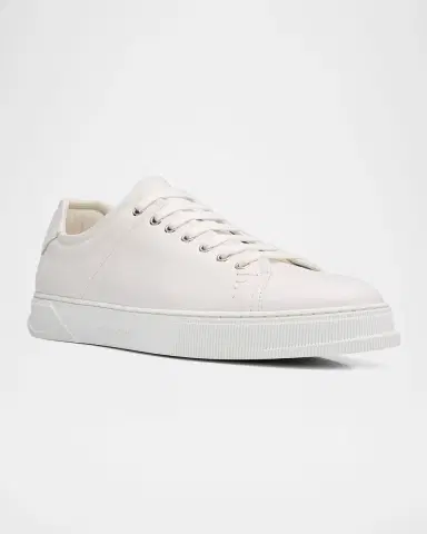 Ferragamo Men's Clayton Mixed Leather Low-Top Sneakers | Thumbnail 3 Ferragamo Men's Clayton Mixed Leather Low-Top Sneakers | Thumbnail 3