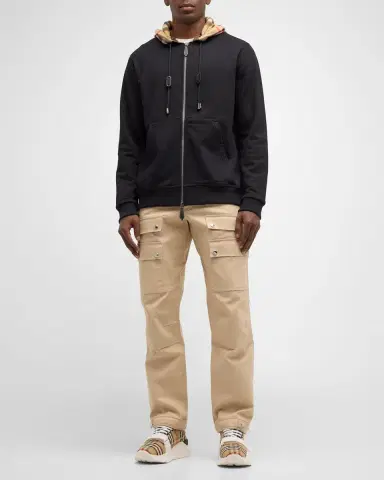 Burberry Men's Samuel Full-Zip Check Hoodie | Thumbnail 3 Burberry Men's Samuel Full-Zip Check Hoodie | Thumbnail 3
