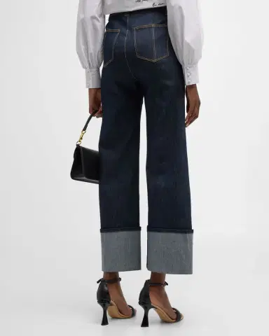 Cinq a Sept Benji Cuffed Ankle Topstitched Denim Pants | Thumbnail 2 Cinq a Sept Benji Cuffed Ankle Topstitched Denim Pants | Thumbnail 2