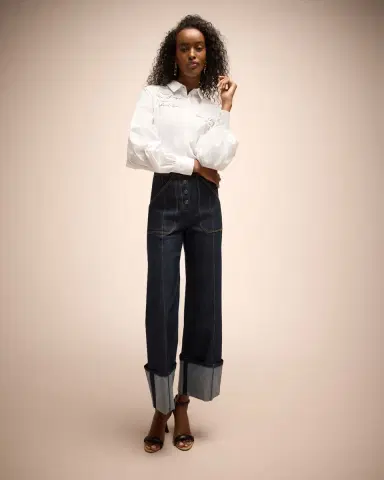 Cinq a Sept Benji Cuffed Ankle Topstitched Denim Pants | Thumbnail 4 Cinq a Sept Benji Cuffed Ankle Topstitched Denim Pants | Thumbnail 4