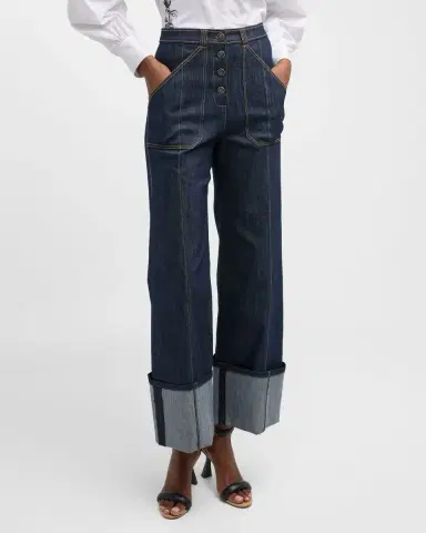 Cinq a Sept Benji Cuffed Ankle Topstitched Denim Pants | Thumbnail 7 Cinq a Sept Benji Cuffed Ankle Topstitched Denim Pants | Thumbnail 7