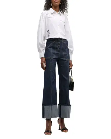 Cinq a Sept Benji Cuffed Ankle Topstitched Denim Pants | Thumbnail 1 Cinq a Sept Benji Cuffed Ankle Topstitched Denim Pants | Thumbnail 1