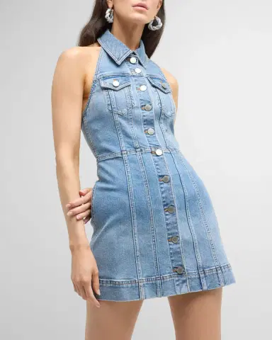 Alice + Olivia Kendall Denim Halter Mini Dress | Thumbnail 8 Alice + Olivia Kendall Denim Halter Mini Dress | Thumbnail 8