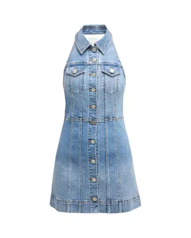 Alice + Olivia Kendall Denim Halter Mini Dress | Thumbnail 1 Alice + Olivia Kendall Denim Halter Mini Dress | Thumbnail 1