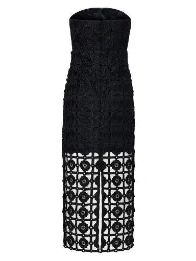 Milly Women's Kait Strapless Tiled Lace Midi-Dress | Thumbnail 3 Milly Women's Kait Strapless Tiled Lace Midi-Dress | Thumbnail 3