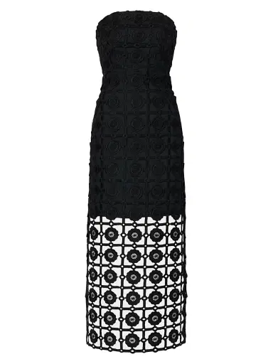 Milly Women's Kait Strapless Tiled Lace Midi-Dress | Thumbnail 1 Milly Women's Kait Strapless Tiled Lace Midi-Dress | Thumbnail 1