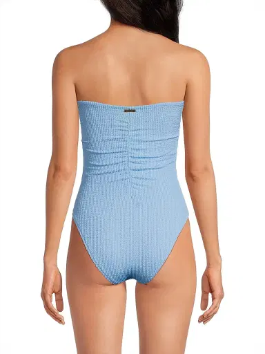 Milly Women's Textured Ruched Strapless One-Piece Swimsuit - Light Blue - Size Large | Thumbnail 5 Milly Women's Textured Ruched Strapless One-Piece Swimsuit - Light Blue - Size Large | Thumbnail 5