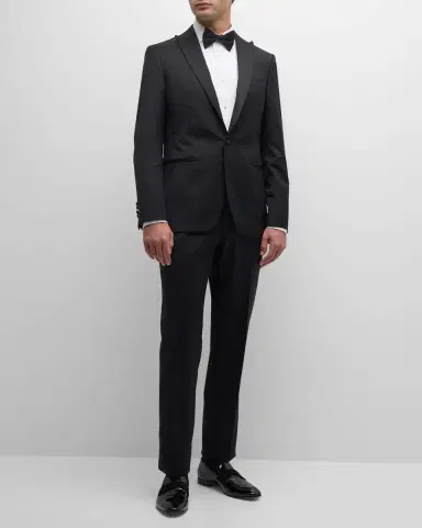 Paul Stuart Men's Wool Peak-Lapel Tuxedo | Thumbnail 2 Paul Stuart Men's Wool Peak-Lapel Tuxedo | Thumbnail 2