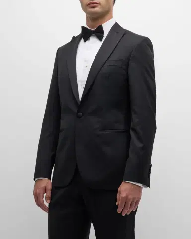 Paul Stuart Men's Wool Peak-Lapel Tuxedo | Thumbnail 4 Paul Stuart Men's Wool Peak-Lapel Tuxedo | Thumbnail 4