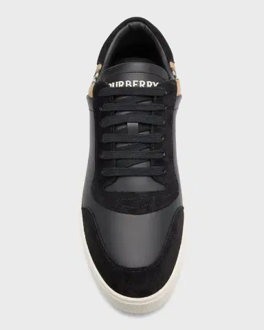 Burberry Men's Stevie Leather and Check Low-Top Sneakers | Thumbnail 5 Burberry Men's Stevie Leather and Check Low-Top Sneakers | Thumbnail 5
