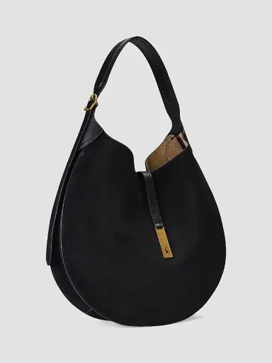 Polo Ralph Lauren Women's Polo ID Suede Shoulder Bag - Black | Thumbnail 3 Polo Ralph Lauren Women's Polo ID Suede Shoulder Bag - Black | Thumbnail 3