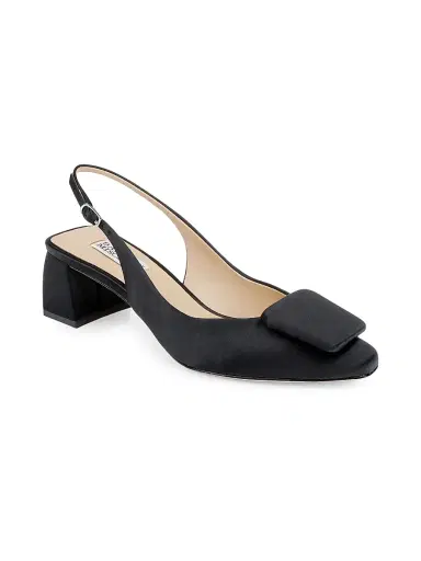 BADGLEY MISCHKA Women's Gracen 50MM Satin Block-Heel Slingback Pumps | Thumbnail 2 BADGLEY MISCHKA Women's Gracen 50MM Satin Block-Heel Slingback Pumps | Thumbnail 2
