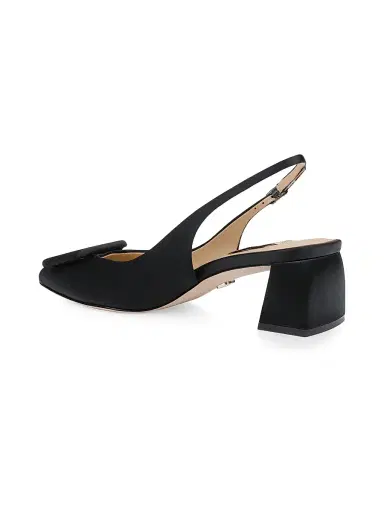 BADGLEY MISCHKA Women's Gracen 50MM Satin Block-Heel Slingback Pumps | Thumbnail 3 BADGLEY MISCHKA Women's Gracen 50MM Satin Block-Heel Slingback Pumps | Thumbnail 3