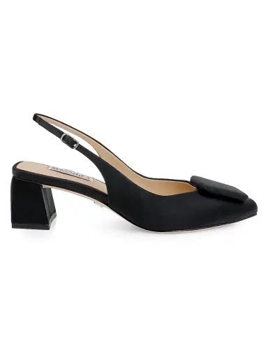 BADGLEY MISCHKA Women's Gracen 50MM Satin Block-Heel Slingback Pumps | Thumbnail 1 BADGLEY MISCHKA Women's Gracen 50MM Satin Block-Heel Slingback Pumps | Thumbnail 1