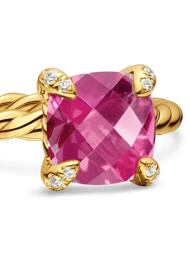 David Yurman Women's Chatelaine Ring in 1K Yellow Gold with Pavé Diamonds - Pink Tourmaline | Thumbnail 5 David Yurman Women's Chatelaine Ring in 1K Yellow Gold with Pavé Diamonds - Pink Tourmaline | Thumbnail 5