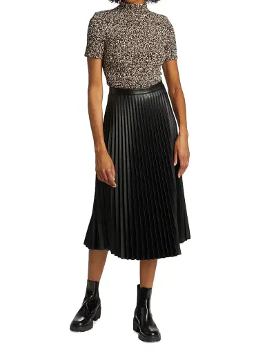 Proenza Schouler White Label Women's Pleated Faux-Leather Midi-Skirt | Thumbnail 2 Proenza Schouler White Label Women's Pleated Faux-Leather Midi-Skirt | Thumbnail 2