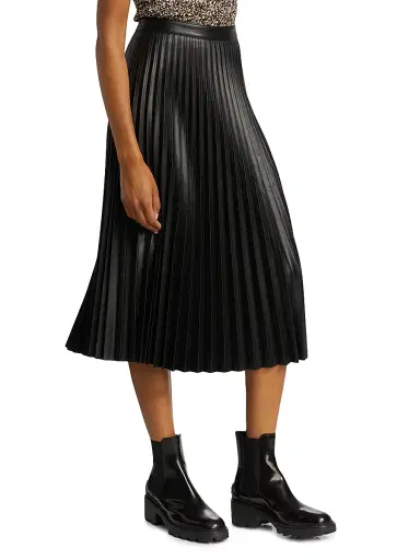 Proenza Schouler White Label Women's Pleated Faux-Leather Midi-Skirt | Thumbnail 4 Proenza Schouler White Label Women's Pleated Faux-Leather Midi-Skirt | Thumbnail 4