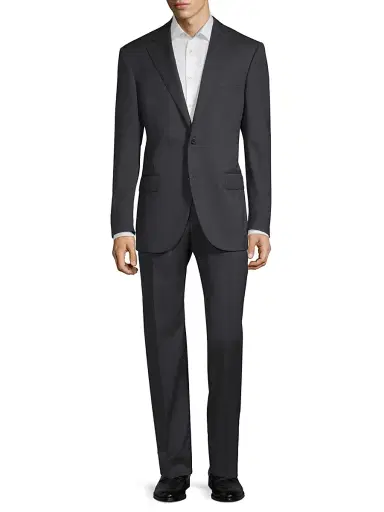 Corneliani Men's Regular-Fit Solid Woven Wool Suit - Dark Grey | Thumbnail 2 Corneliani Men's Regular-Fit Solid Woven Wool Suit - Dark Grey | Thumbnail 2