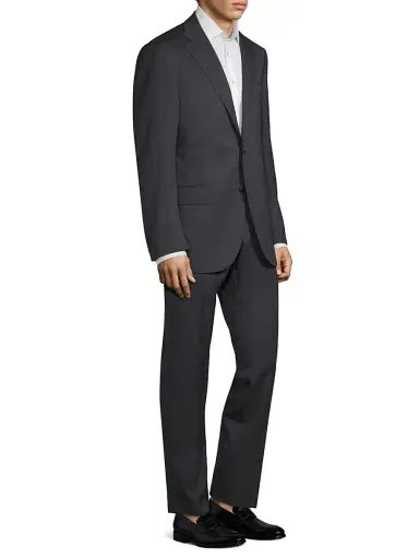 Corneliani Men's Regular-Fit Solid Woven Wool Suit - Dark Grey | Thumbnail 3 Corneliani Men's Regular-Fit Solid Woven Wool Suit - Dark Grey | Thumbnail 3