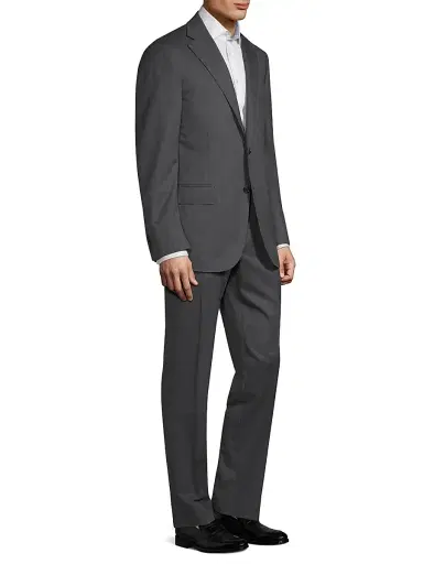 Corneliani Men's Regular-Fit Solid Woven Wool Suit - Dark Grey | Thumbnail 1 Corneliani Men's Regular-Fit Solid Woven Wool Suit - Dark Grey | Thumbnail 1