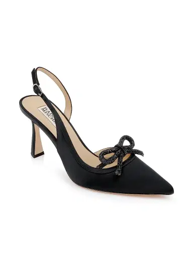 BADGLEY MISCHKA Women's Georgie 80MM Embellished Satin Slingback Pumps | Thumbnail 2 BADGLEY MISCHKA Women's Georgie 80MM Embellished Satin Slingback Pumps | Thumbnail 2
