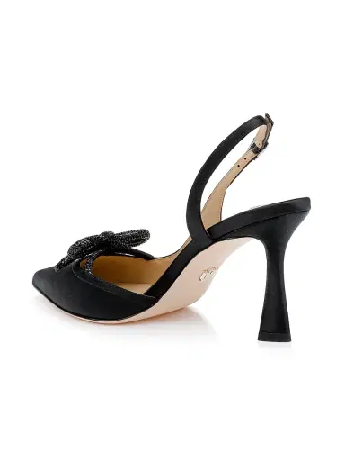 BADGLEY MISCHKA Women's Georgie 80MM Embellished Satin Slingback Pumps | Thumbnail 3 BADGLEY MISCHKA Women's Georgie 80MM Embellished Satin Slingback Pumps | Thumbnail 3