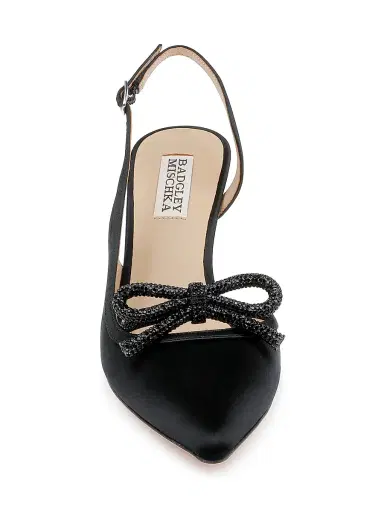 BADGLEY MISCHKA Women's Georgie 80MM Embellished Satin Slingback Pumps | Thumbnail 4 BADGLEY MISCHKA Women's Georgie 80MM Embellished Satin Slingback Pumps | Thumbnail 4