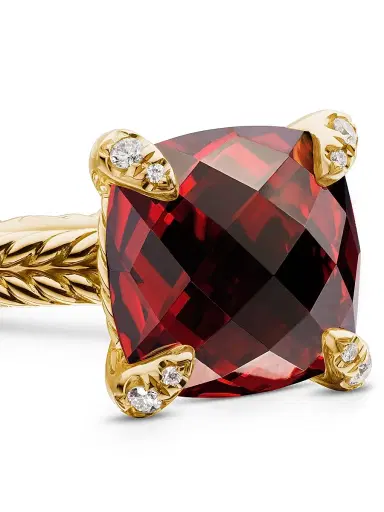 David Yurman Women's Chatelaine Ring in 18K Yellow Gold with Pavé Diamonds - Garnet | Thumbnail 5 David Yurman Women's Chatelaine Ring in 18K Yellow Gold with Pavé Diamonds - Garnet | Thumbnail 5