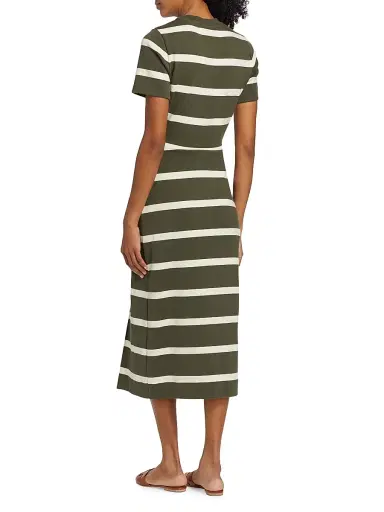 Tanya Taylor Women's Cody Striped Short-Sleeve Dress - Army Cream | Thumbnail 5 Tanya Taylor Women's Cody Striped Short-Sleeve Dress - Army Cream | Thumbnail 5
