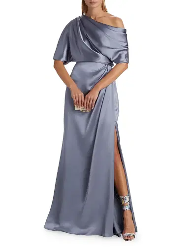 Amsale Women's Draped Off-The-Shoulder Gown - Slate | Thumbnail 2 Amsale Women's Draped Off-The-Shoulder Gown - Slate | Thumbnail 2