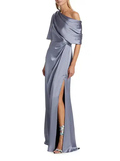 Amsale Women's Draped Off-The-Shoulder Gown - Slate | Thumbnail 4 Amsale Women's Draped Off-The-Shoulder Gown - Slate | Thumbnail 4