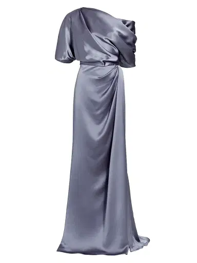 Amsale Women's Draped Off-The-Shoulder Gown - Slate | Thumbnail 1 Amsale Women's Draped Off-The-Shoulder Gown - Slate | Thumbnail 1