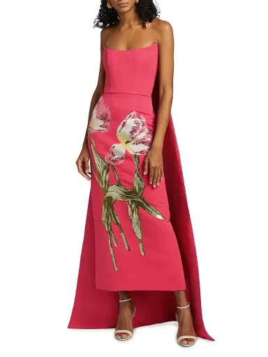 Amsale Women's Sequined Floral Strapless Gown - Cerise - Size 14 | Thumbnail 3 Amsale Women's Sequined Floral Strapless Gown - Cerise - Size 14 | Thumbnail 3