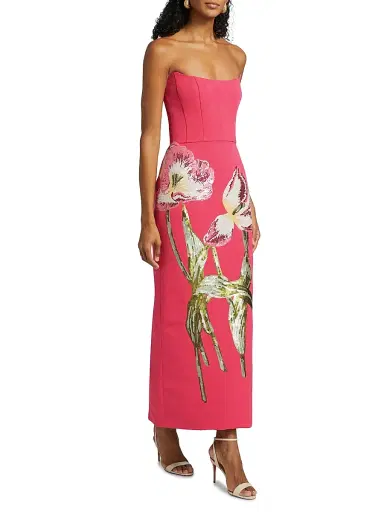 Amsale Women's Sequined Floral Strapless Gown - Cerise - Size 14 | Thumbnail 6 Amsale Women's Sequined Floral Strapless Gown - Cerise - Size 14 | Thumbnail 6