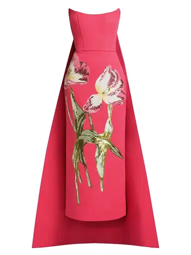 Amsale Women's Sequined Floral Strapless Gown - Cerise - Size 14 | Thumbnail 1 Amsale Women's Sequined Floral Strapless Gown - Cerise - Size 14 | Thumbnail 1