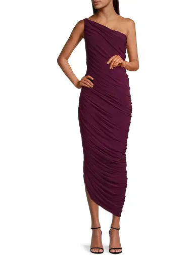 Norma Kamali Women's Diana Ruched One-Shoulder Gown - Plum | Thumbnail 2 Norma Kamali Women's Diana Ruched One-Shoulder Gown - Plum | Thumbnail 2