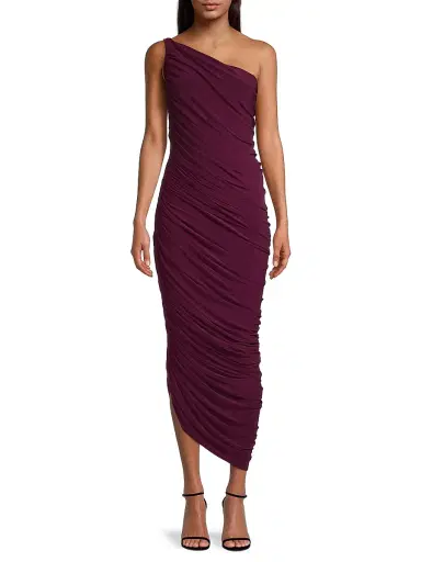 Norma Kamali Women's Diana Ruched One-Shoulder Gown - Plum | Thumbnail 3 Norma Kamali Women's Diana Ruched One-Shoulder Gown - Plum | Thumbnail 3