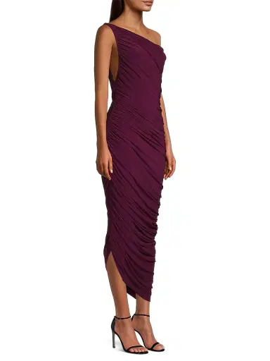 Norma Kamali Women's Diana Ruched One-Shoulder Gown - Plum | Thumbnail 4 Norma Kamali Women's Diana Ruched One-Shoulder Gown - Plum | Thumbnail 4