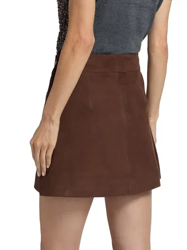 Tanya Taylor Women's Fran Suede Patch Pocket Miniskirt - Chocolate | Thumbnail 5 Tanya Taylor Women's Fran Suede Patch Pocket Miniskirt - Chocolate | Thumbnail 5