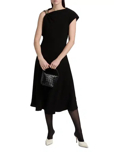 Proenza Schouler Women's Rue Double Crepe Midi-Dress - Black | Thumbnail 2 Proenza Schouler Women's Rue Double Crepe Midi-Dress - Black | Thumbnail 2