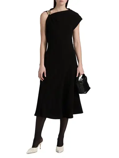 Proenza Schouler Women's Rue Double Crepe Midi-Dress - Black | Thumbnail 3 Proenza Schouler Women's Rue Double Crepe Midi-Dress - Black | Thumbnail 3