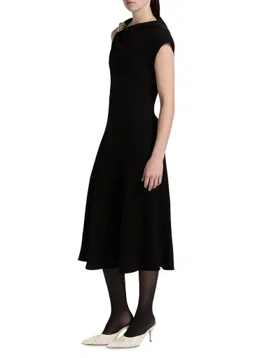 Proenza Schouler Women's Rue Double Crepe Midi-Dress - Black | Thumbnail 4 Proenza Schouler Women's Rue Double Crepe Midi-Dress - Black | Thumbnail 4