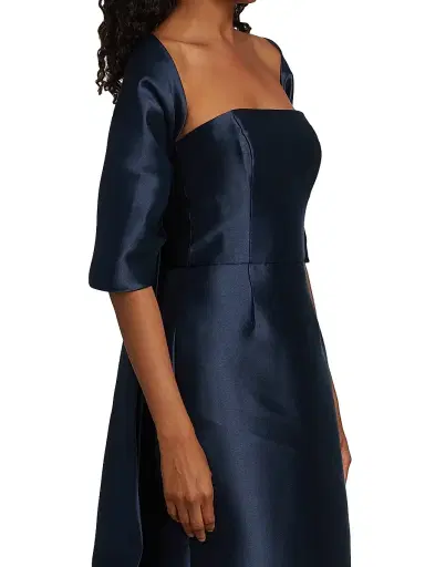 Amsale Women's Mikado Shoulder Wrap - Navy | Thumbnail 4 Amsale Women's Mikado Shoulder Wrap - Navy | Thumbnail 4