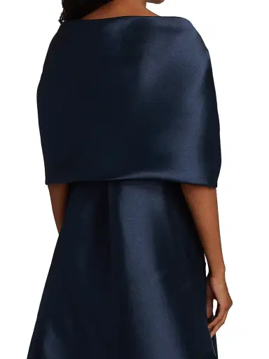 Amsale Women's Mikado Shoulder Wrap - Navy | Thumbnail 5 Amsale Women's Mikado Shoulder Wrap - Navy | Thumbnail 5