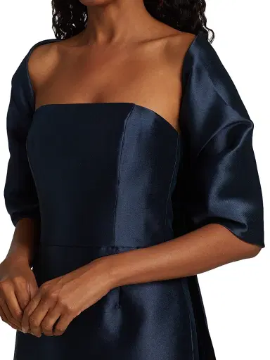 Amsale Women's Mikado Shoulder Wrap - Navy | Thumbnail 6 Amsale Women's Mikado Shoulder Wrap - Navy | Thumbnail 6